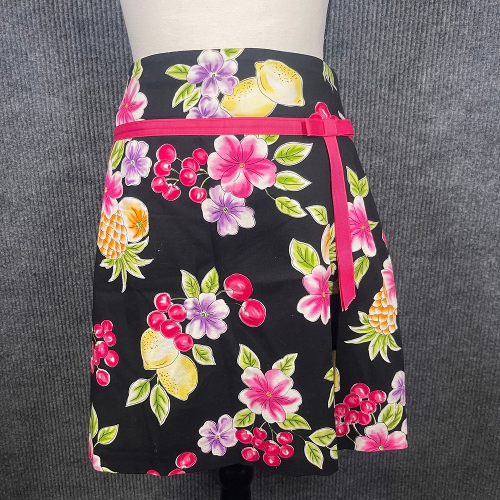 Y2K Skirtology Mini Skirt Sz 8 Black Cherry Flower Lemon Pineapple Fruitcore 90s